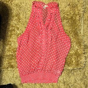 Polka Dot Sleeveless Pink Top